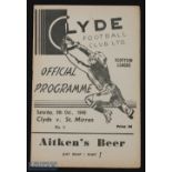 1949/50 Clyde v St. Mirren Div. 'A' match programme 8 October 1949; good. (1)