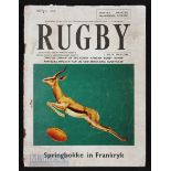 1968 SARB Magazine inc Boks' French Rugby Tour: 32pp well-worn but wholly legible official SARB
