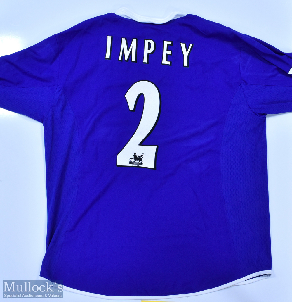 Leicester City 2003/04 Impey No 2 match issue home football shirt Premier League badges to - Image 2 of 2