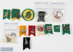 Rugby Badge Collection 'B' inc Nations (13): Each on appropriately coloured felt 'ribbons' or