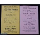 1960 Llanelli Home Rugby Programmes (2): Clean crisp 4pp Stradey vintage issues for the clashes with