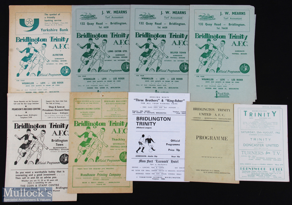 Collection of Bridlington Trinity FC home programmes 1960/61 Beighton Miners Welfare, 1962/63