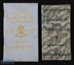 1933-4-5 Llanelli Season Tickets etc (2): Pair of very collectable hard-covered season ticket/