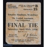 Ticket: 1936 FAC final match ticket; corner wear. (1)