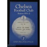 1951/52 FA XI v RAF football programme at Chelsea 24 Oct single sheet, G overall