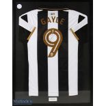 Newcastle 2010s Dwight Gayle No 9 Signed football shirt signed across gold coloured number 9 with