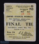 Ticket: 1947 FAC final match ticket; slight wear. (1)