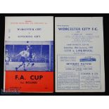 1958/59 Worcester City v Liverpool FAC football programme 10 Jan together with 1960/61 Worcester