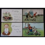 1900s Rugby Cartoon Postcards Selection B (4): Two 'Write Aways' style issues: 'I am bound for home'