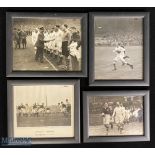 1946 Framed WW2 & Victory International Rugby Photos (4): Rarely seen b/w action shots, neatly and