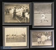 1946 Framed WW2 & Victory International Rugby Photos (4): Rarely seen b/w action shots, neatly and