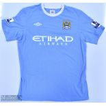 Manchester City 2009/10 Ireland No 7 match issue home football shirt Premier League badges to