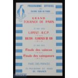 1958 Bolton Wanderers v Flamenco (Brazil) football programme tournament in Paris at Racing Club of