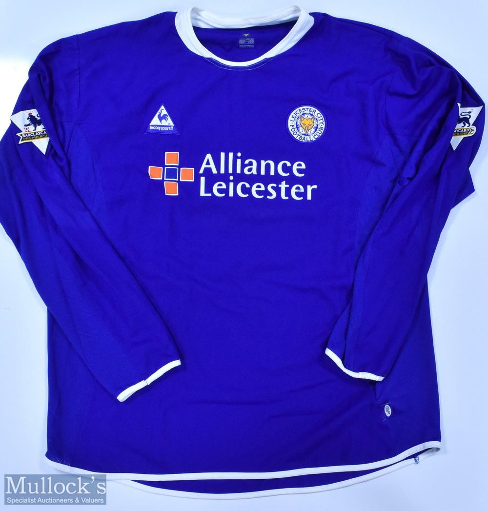 Leicester City 2003/04 Impey No 2 match issue home football shirt Premier League badges to