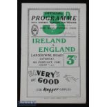 1947 Ireland v England Rugby Programme: Full substantial Dublin issue for the first official post