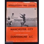 1968 Manchester City v Dunfermline Football Programme 5th June 1968 at memorial Coliseum