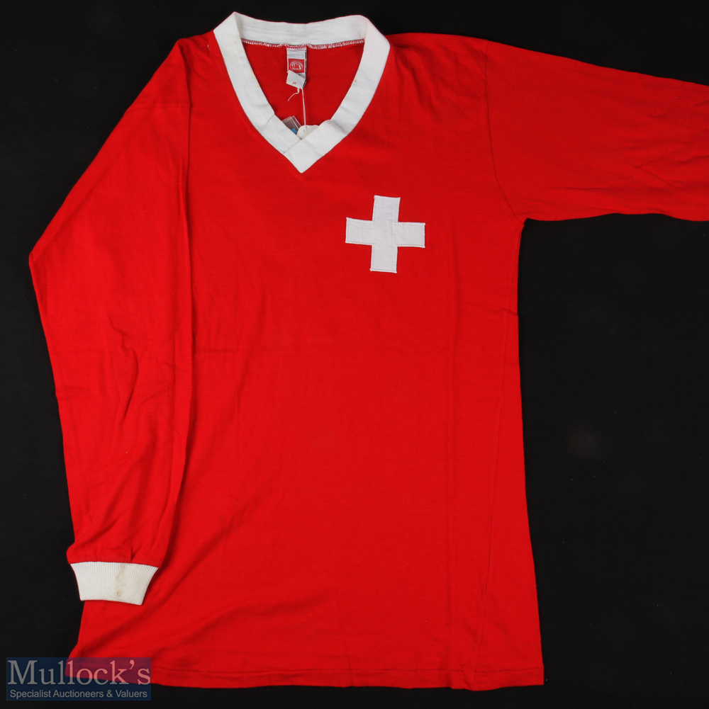 1971 Switzerland international match shirt v England 10 November 1971 at Wembley, red with white - Image 2 of 5