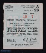 Ticket: 1938 FAC final match ticket; good. (1)