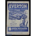 1948/49 Everton v Third Lanark friendly match programme at Goodison 30 April 1949; fold, edge tears,