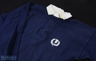 1983 Matchworn Scotland Rugby Jersey: Donated by the owner, Iain Milne to the vendor; navy with