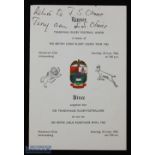 1962 British & I Lions Signed Rugby Menu: Neat A5 foldover illustrated card menu after the 1st