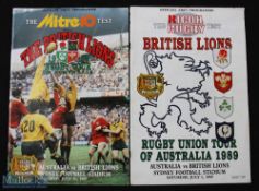 1989 British Lions to Australia Test Rugby Programmes (2): The issues from the 1st & 3rd tests, G/VG