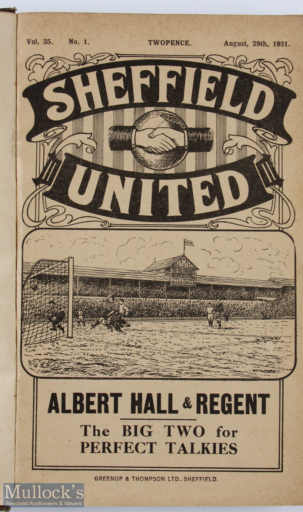 1931/32 Sheffield United Football Programmes Bound Volume with decorative cloth covers, good tight - Image 2 of 2