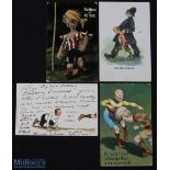 1900s Rugby Cartoon Postcards Selection D (4): Another cartoon quartet: a Write Away card, 'Sorry