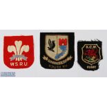 Welsh Schools, Boys' Clubs of Wales & Bridgend Youth Official Rugby Blazer Badges (3): Scarlet cloth