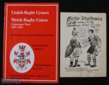 1953/1980 Rugby/Soccer Interest items (2): WRU Centenary 1980-1, VG colourful attractive programme