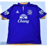 Everton 2011/12 Saha No 8 match issue home football shirt Premier League badges to sleeves, Le