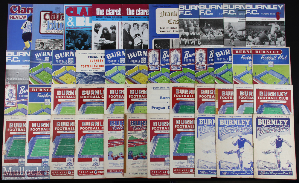 Selection of Burnley programmes 1947/48 Swindon Town (FAC), 1950/51 Huddersfield Town, 1951/52