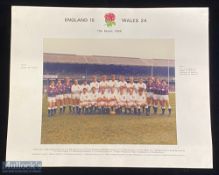 1984 England Official RFU Team Photo v Wales: Mounted to a large white c15" x 12" captioned,