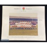 1984 England Official RFU Team Photo v Wales: Mounted to a large white c15" x 12" captioned,