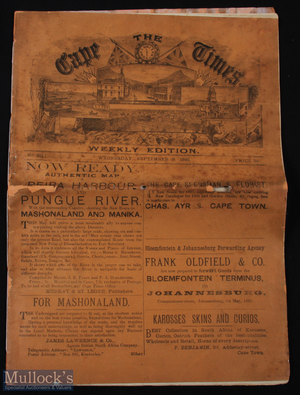 Hugely Rare 1891 Cape Times with British Lions Rugby Reports: Astonishing survivor, full 32pp plus