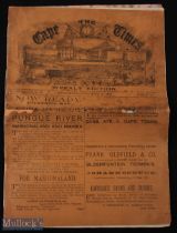 Hugely Rare 1891 Cape Times with British Lions Rugby Reports: Astonishing survivor, full 32pp plus