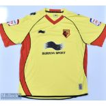 Watford 2011/12 Hodson No 2 match issue home football shirt Football League badges to sleeves,