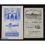 1950/51 Grimsby Town v Coventry City Div. 2 match programme 23 March 1951, plus reverse fixture at