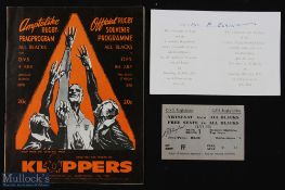 1970 Orange Free State v NZ Rugby Programme etc (3): A great set: two tickets, and an official