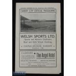 1945/46 Cardiff City v Moscow Dynamo FC football programme single sheet, light folds, G overall