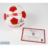 Official issued Liverpool FC football autographed by Jamie Carragher, club issued with a Certificate