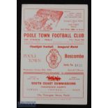 1954/55 Poole Town v Boscombe football programme floodlight fixture 20 Oct, G overall condition