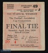 Ticket: 1928 FAC final match ticket; good. (1)