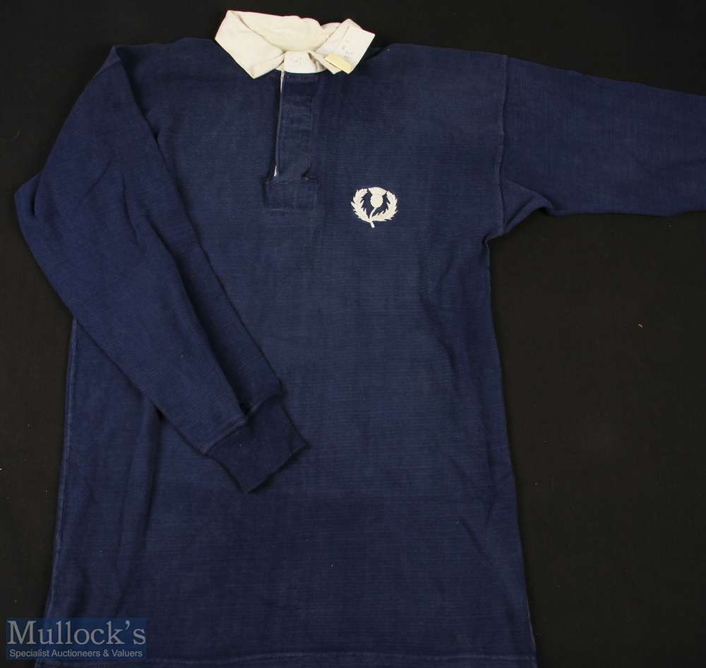 1983 Matchworn Scotland Rugby Jersey: Donated by the owner, Iain Milne to the vendor; navy with - Image 2 of 3