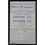 1945/46 Chelsea v Moscow Dynamo FC football programme date 13 Nov single sheet, G overall