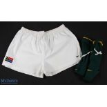 S African Match worn Rugby Shorts and Socks (2): Still bearing a few signs of action, XXL white