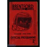 Pre-war 1935/1936 Brentford v Grimsby Town Div. 1 match programme 11 April 1936; inside page (1) has