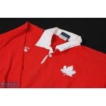 1983 Match worn Canada Rugby Jersey: The scarlet CCC 44" jersey with maple leaf logo of Mark
