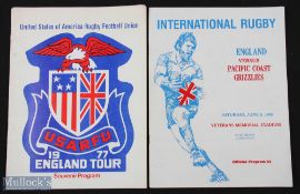 Scarce 1977/82 England in the USA Rugby Programmes (2): Two large format issues, for England's