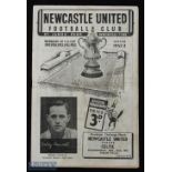 1952/53 Newcastle United v Celtic football programme floodlight opening date 25 Feb, light creasing,